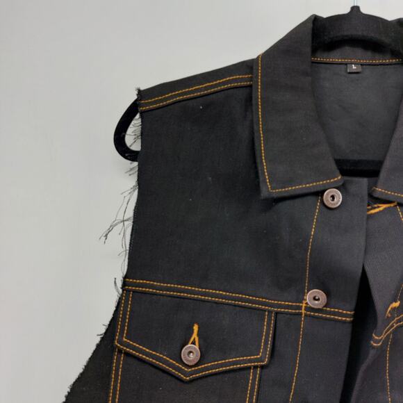 Rebel Reaper Clothing Co Denim Vest Cut off Sleeves Cotton L - Picture 14 of 16